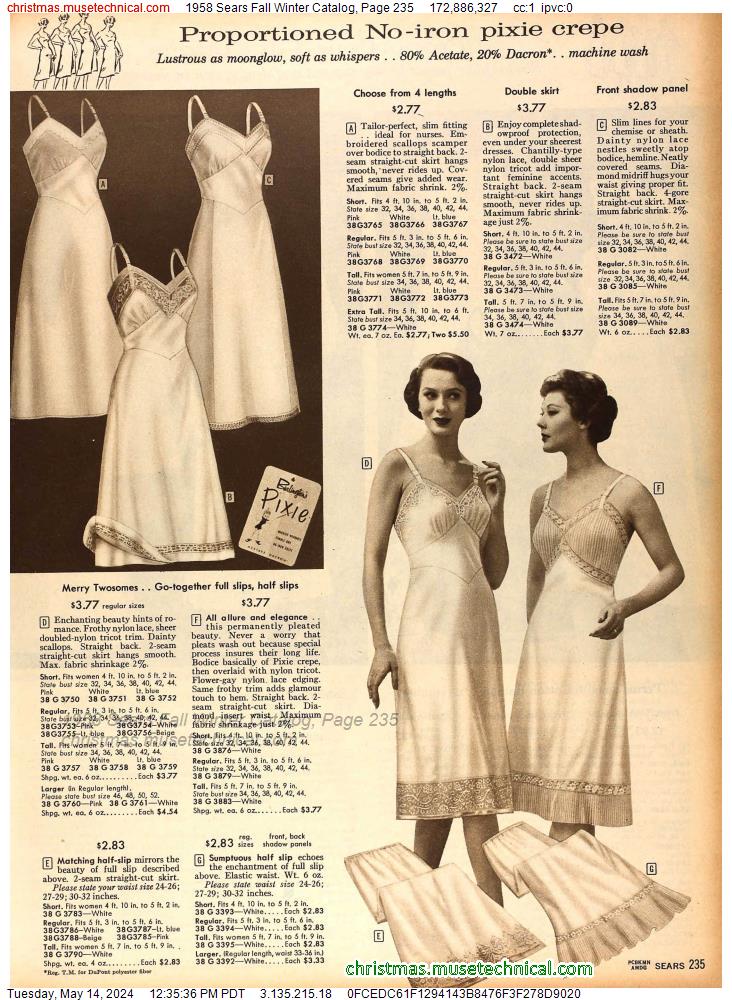 1958 Sears Fall Winter Catalog, Page 235