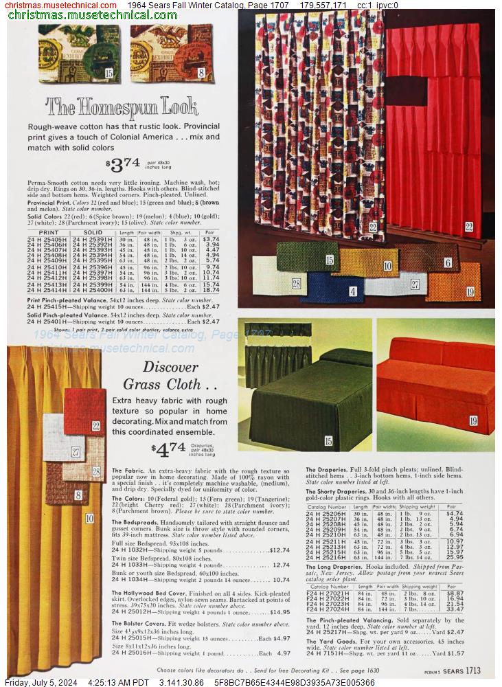 1964 Sears Fall Winter Catalog, Page 1707
