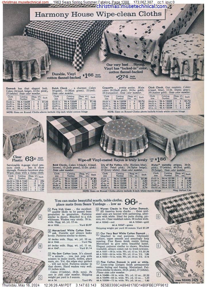 1963 Sears Spring Summer Catalog, Page 1388