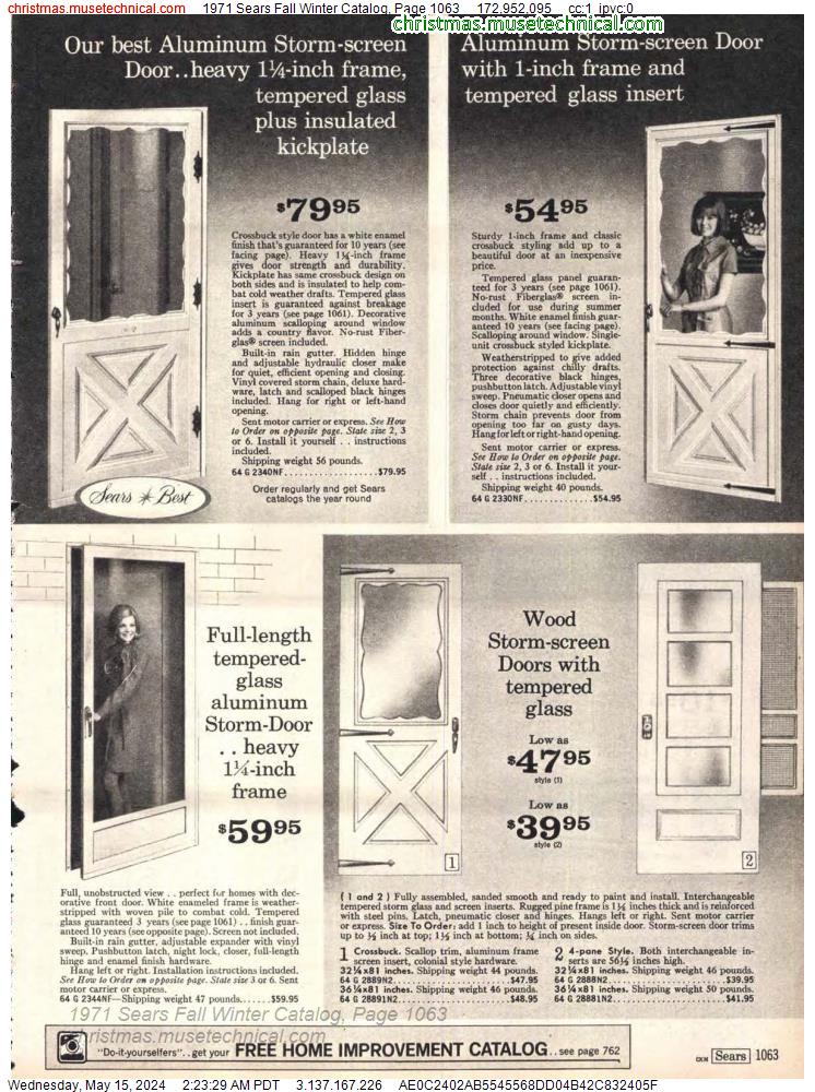 1971 Sears Fall Winter Catalog, Page 1063