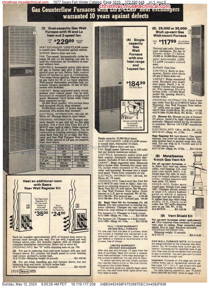 1977 Sears Fall Winter Catalog, Page 1010