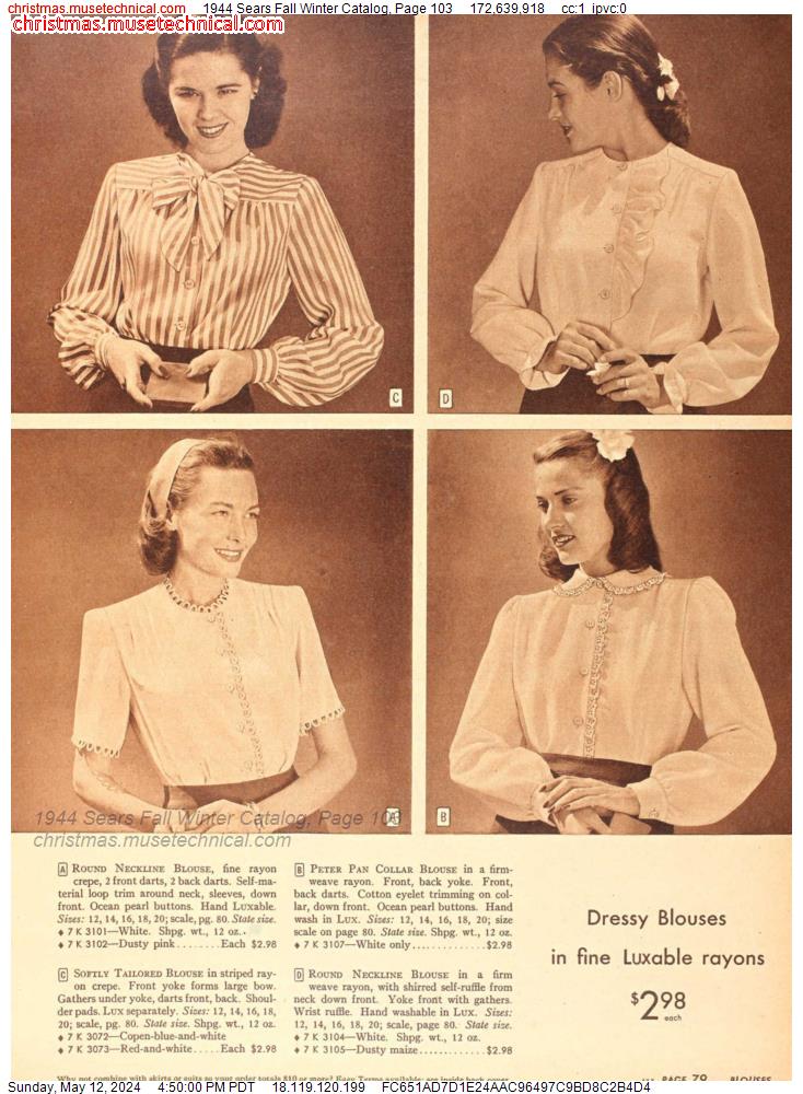 1944 Sears Fall Winter Catalog, Page 103