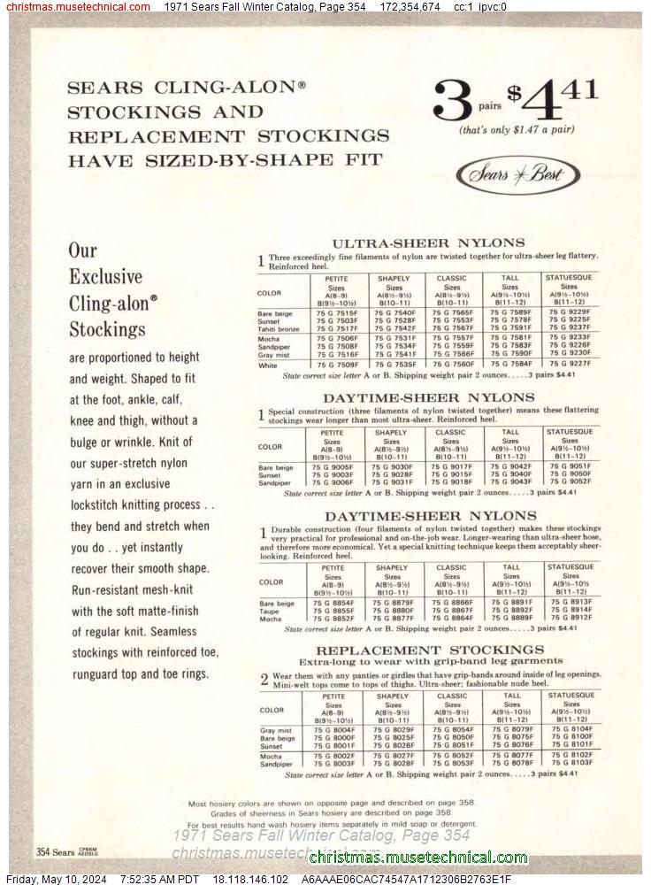 1971 Sears Fall Winter Catalog, Page 354