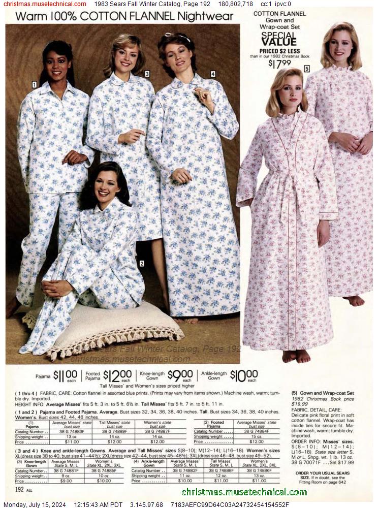 1983 Sears Fall Winter Catalog, Page 192