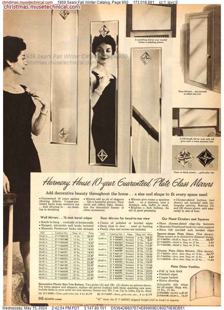 1959 Sears Fall Winter Catalog, Page 950