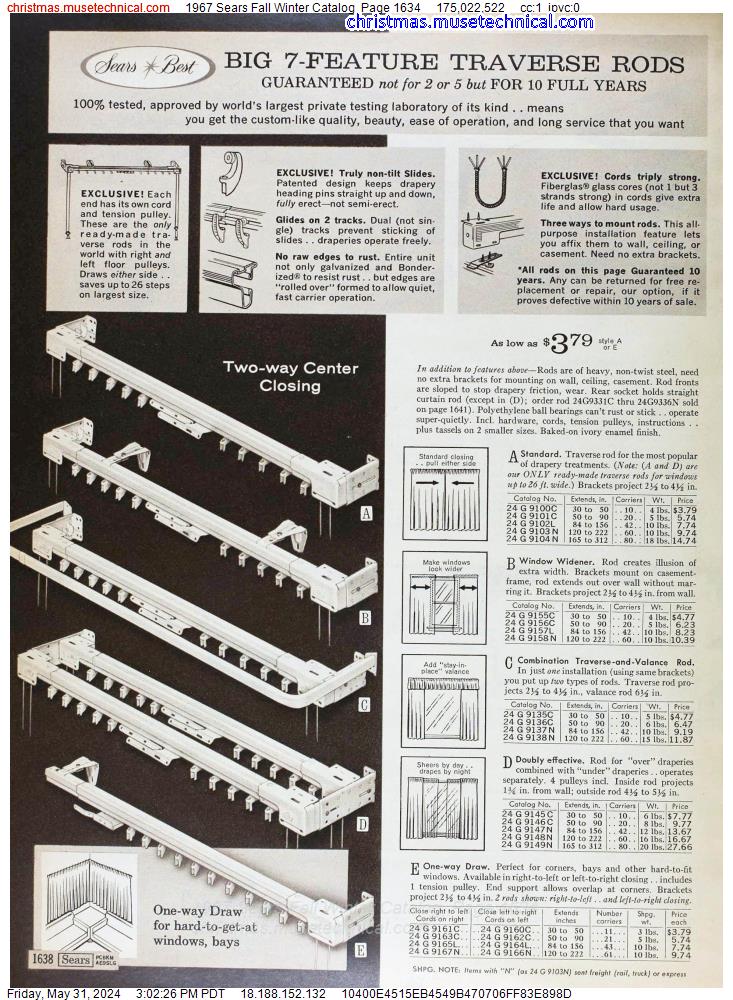 1967 Sears Fall Winter Catalog, Page 1634