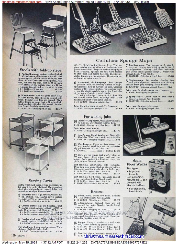 1966 Sears Spring Summer Catalog, Page 1216