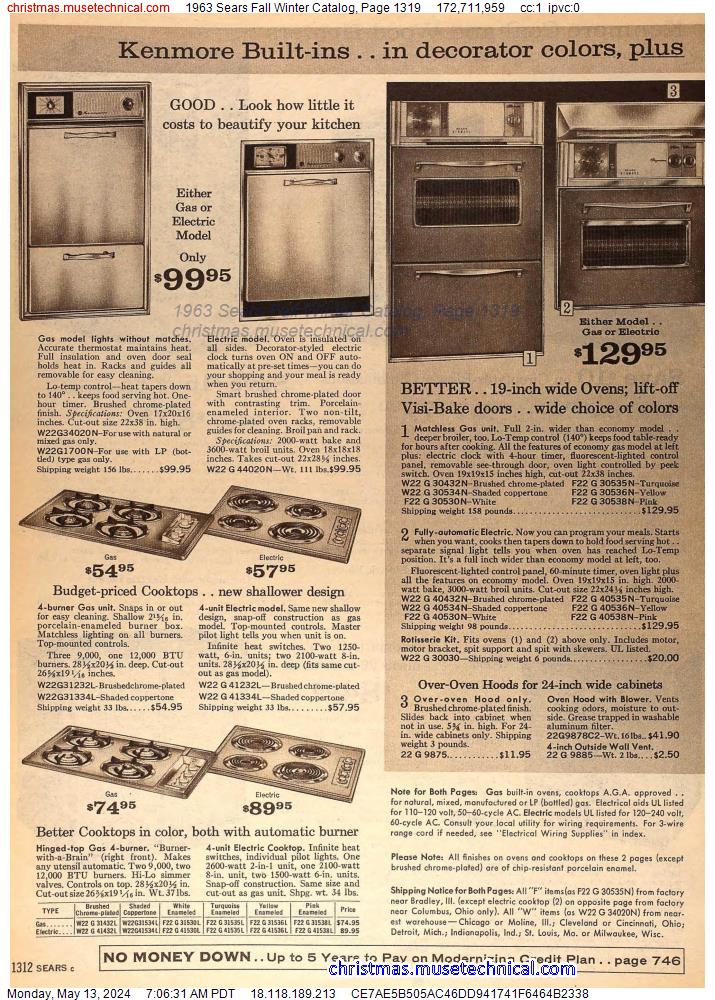 1963 Sears Fall Winter Catalog, Page 1319