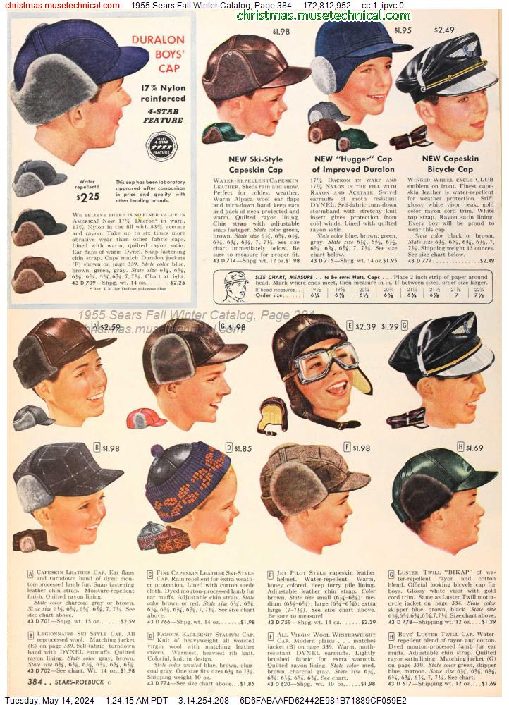 1955 Sears Fall Winter Catalog, Page 384