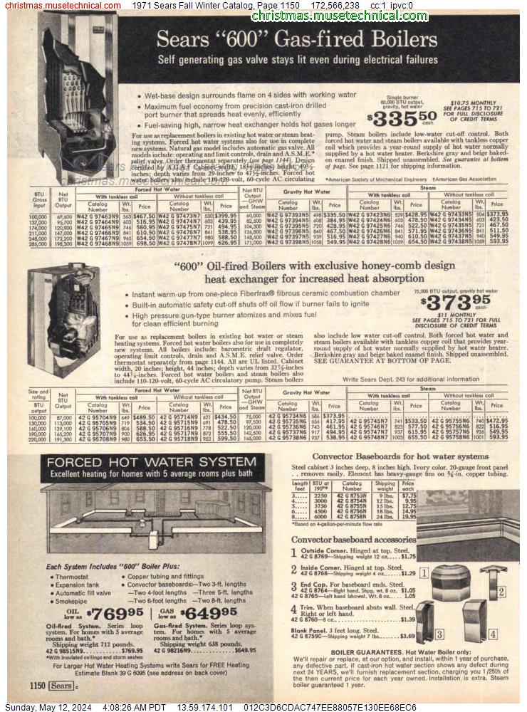 1971 Sears Fall Winter Catalog, Page 1150