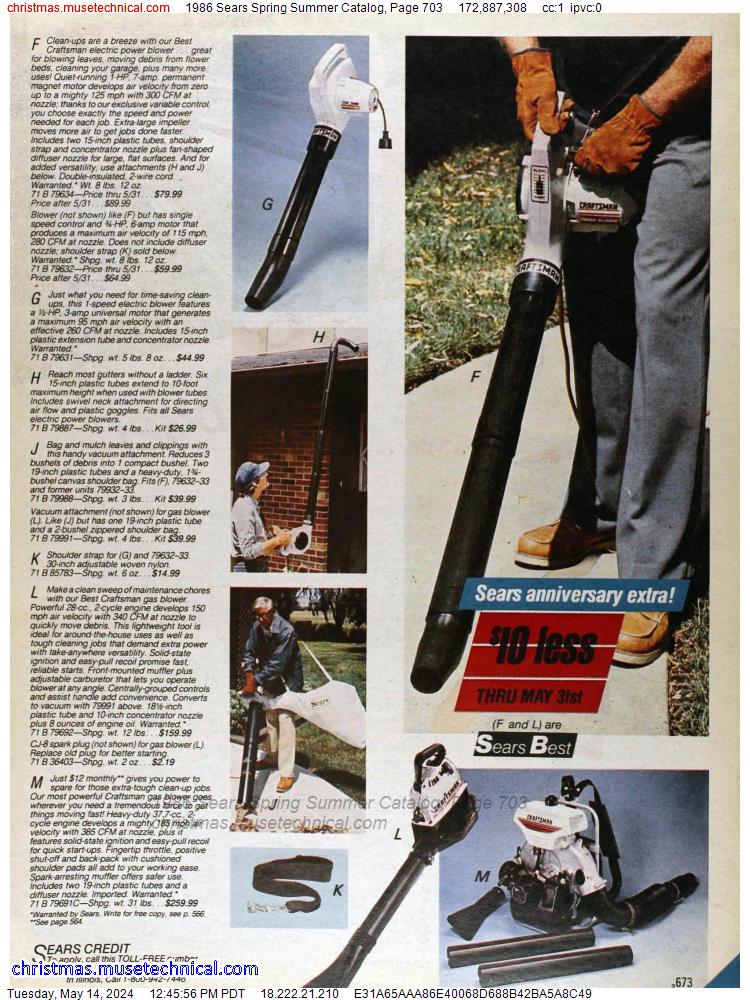 1986 Sears Spring Summer Catalog, Page 703
