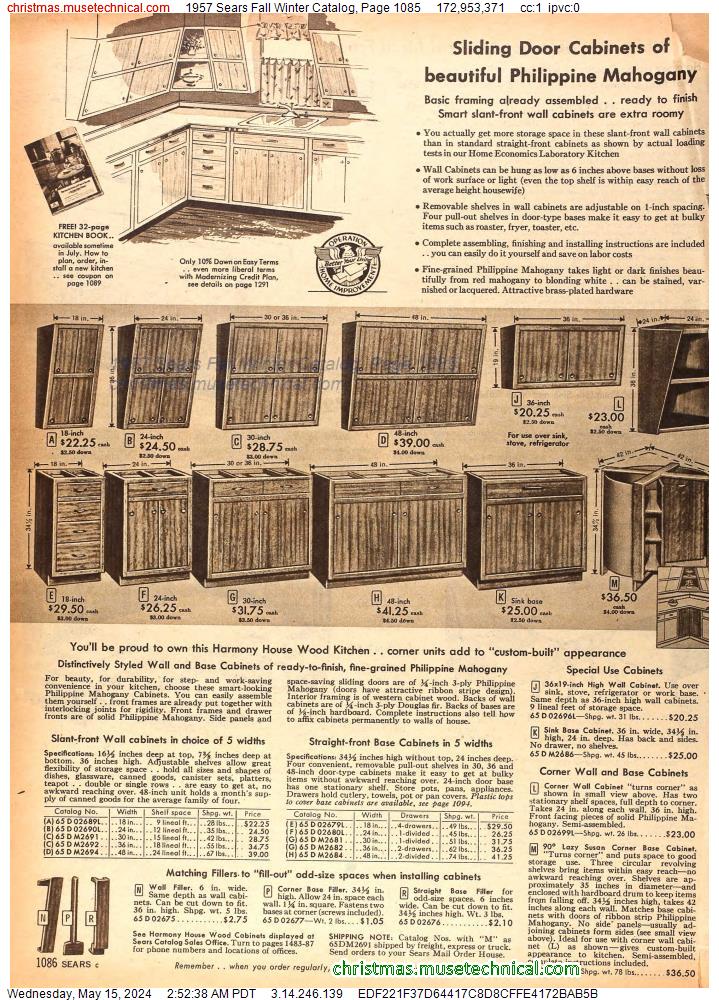 1957 Sears Fall Winter Catalog, Page 1085
