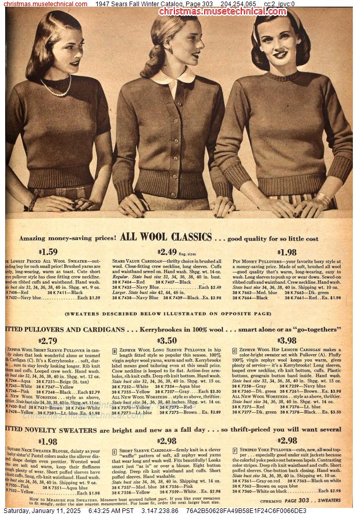 1947 Sears Fall Winter Catalog, Page 303