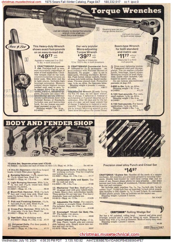 1975 Sears Fall Winter Catalog, Page 847