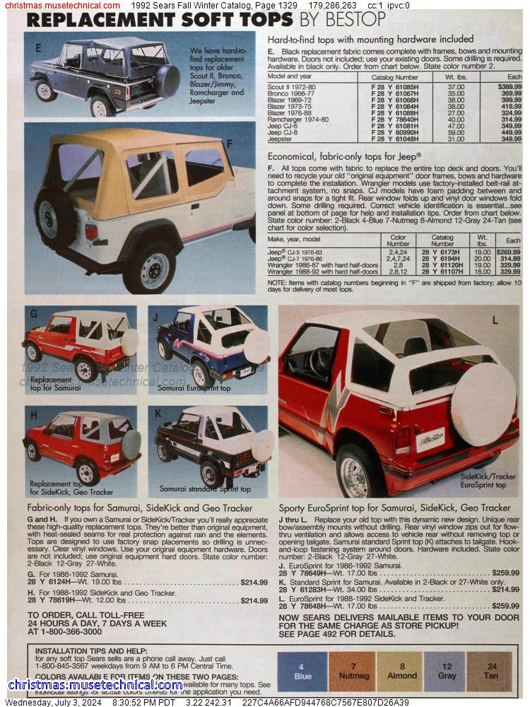 1992 Sears Fall Winter Catalog, Page 1329