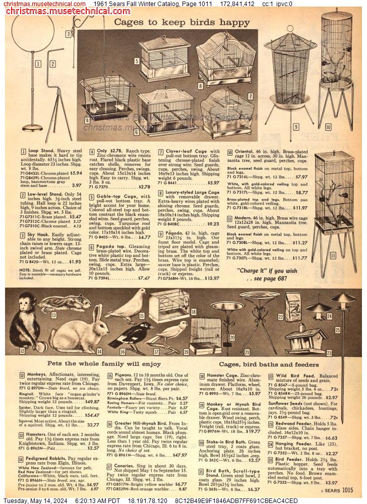 1961 Sears Fall Winter Catalog, Page 1011