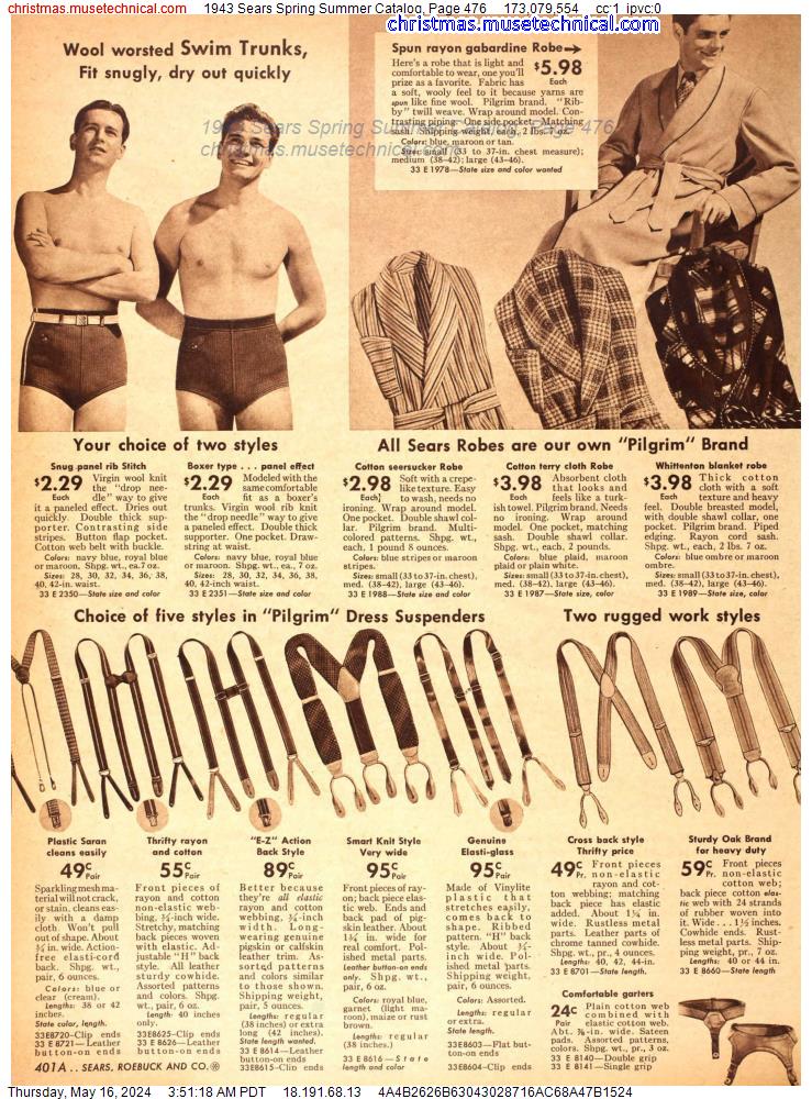 1943 Sears Spring Summer Catalog, Page 476