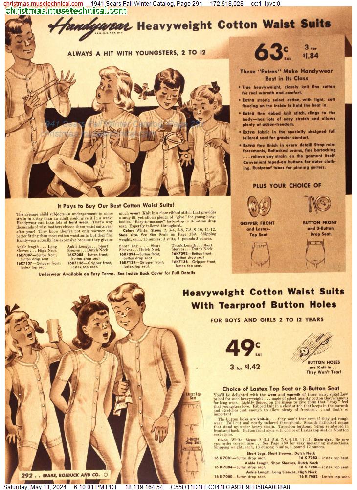 1941 Sears Fall Winter Catalog, Page 291