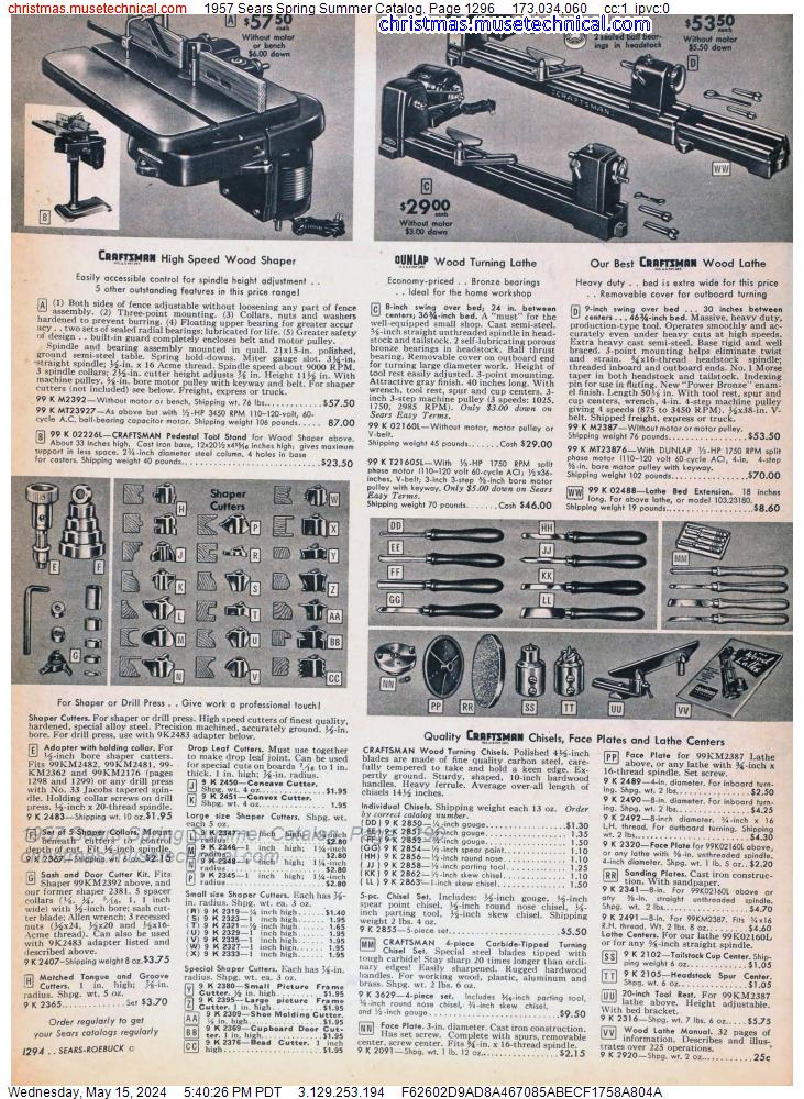 1957 Sears Spring Summer Catalog, Page 1296