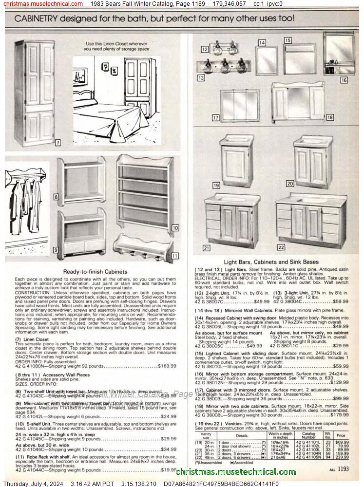 1983 Sears Fall Winter Catalog, Page 1189