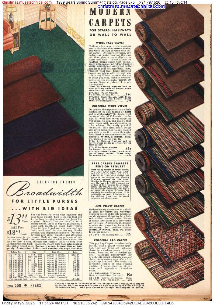 1939 Sears Spring Summer Catalog, Page 575