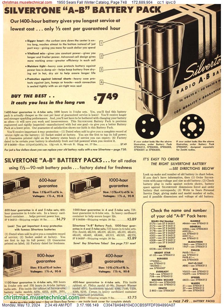 1950 Sears Fall Winter Catalog, Page 748