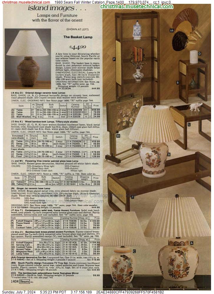 1980 Sears Fall Winter Catalog, Page 1400