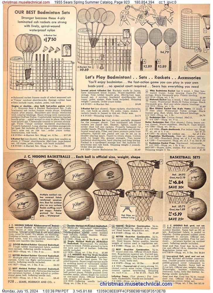 1955 Sears Spring Summer Catalog, Page 923