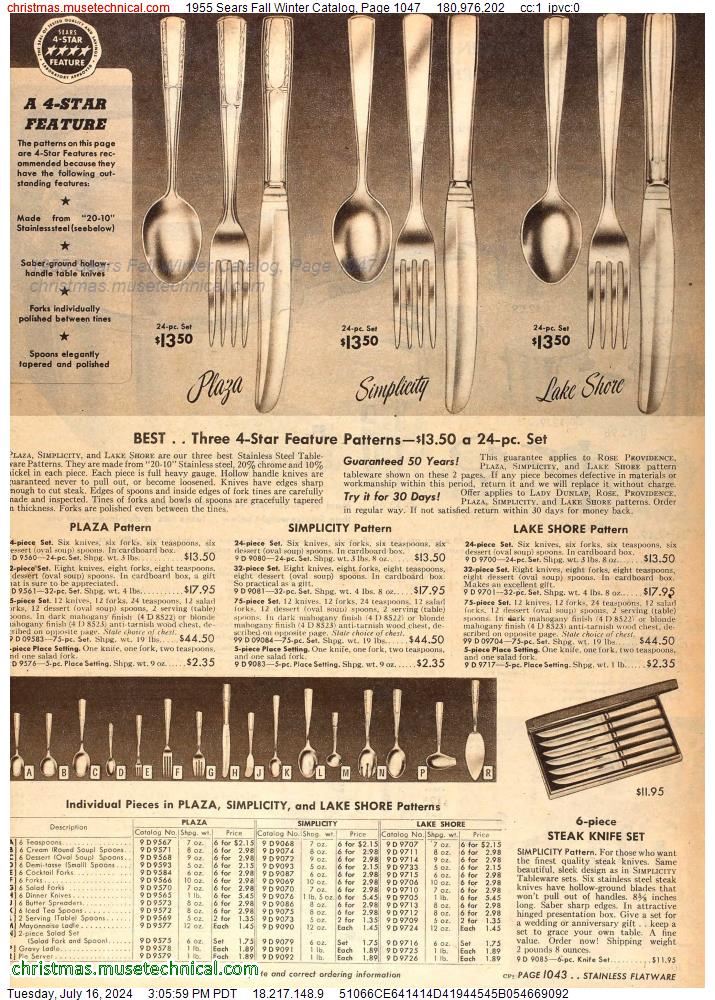 1955 Sears Fall Winter Catalog, Page 1047