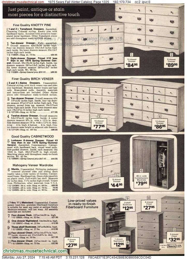 1975 Sears Fall Winter Catalog, Page 1325