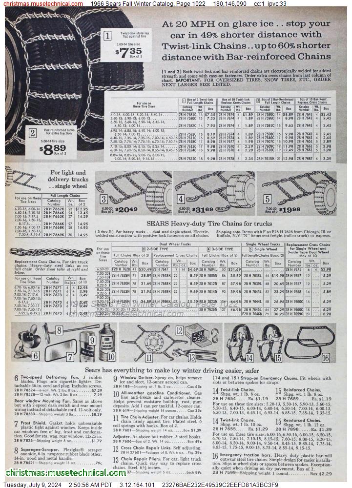 1966 Sears Fall Winter Catalog, Page 1022