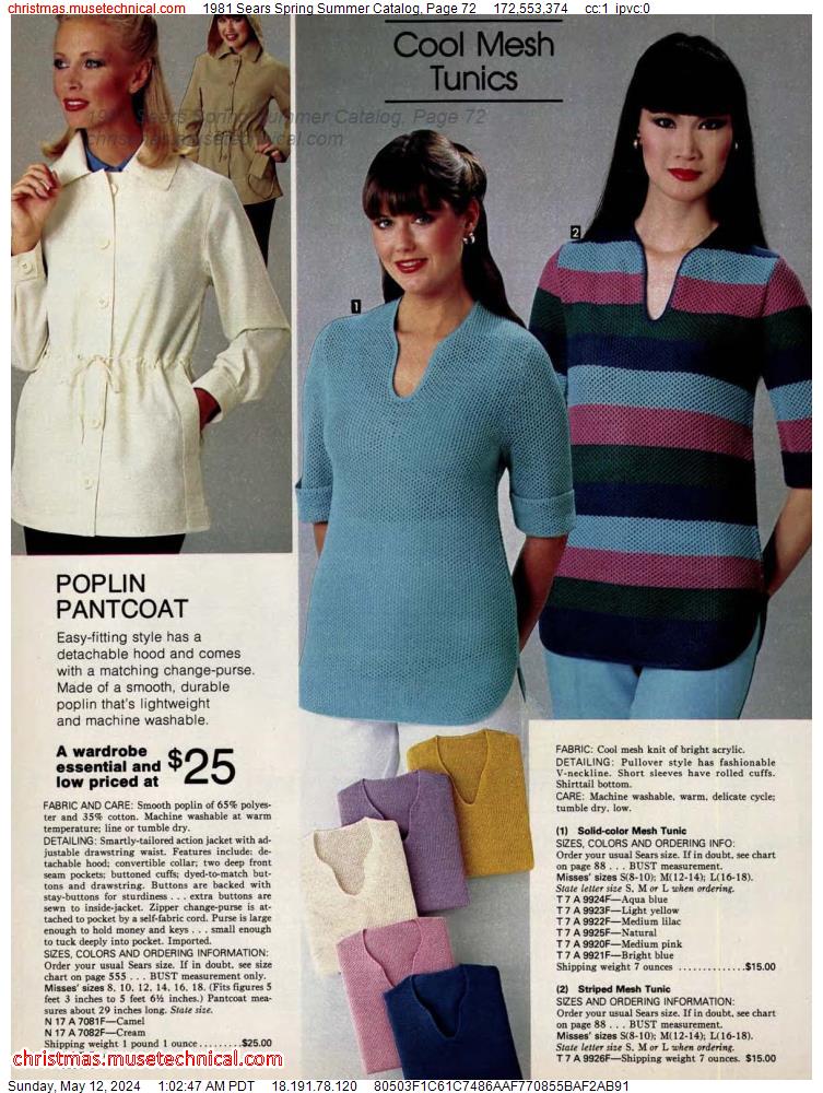 1981 Sears Spring Summer Catalog, Page 72