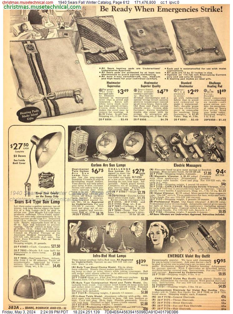 1940 Sears Fall Winter Catalog, Page 612