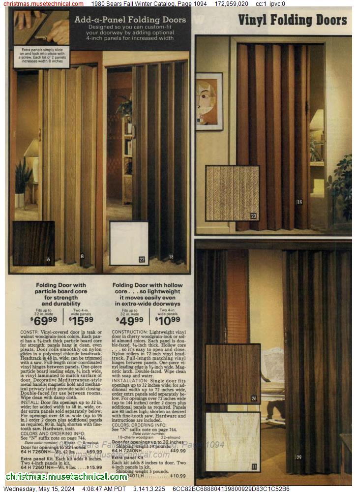 1980 Sears Fall Winter Catalog, Page 1094