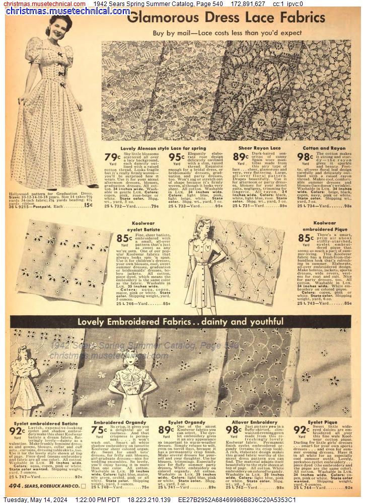 1942 Sears Spring Summer Catalog, Page 540