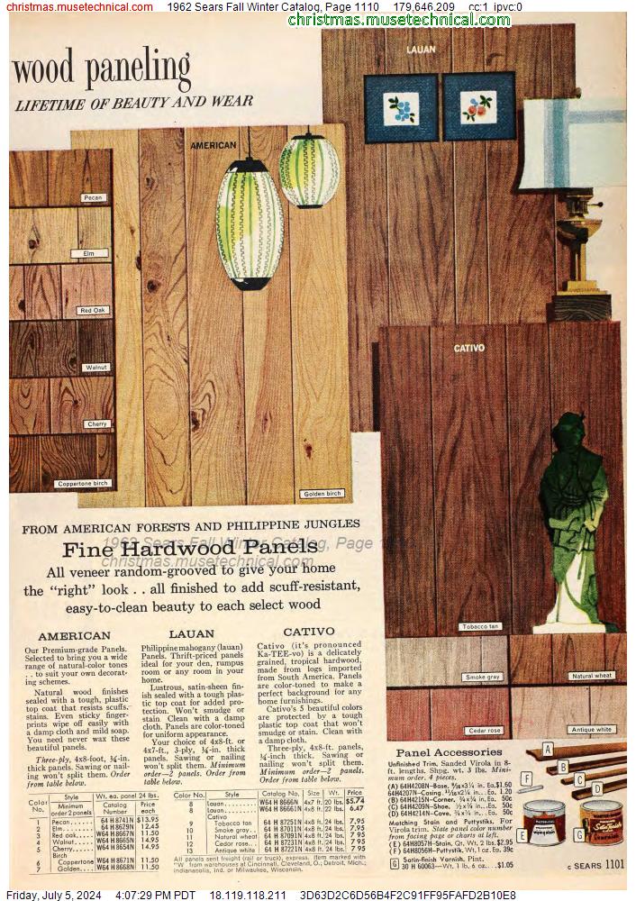 1962 Sears Fall Winter Catalog, Page 1110