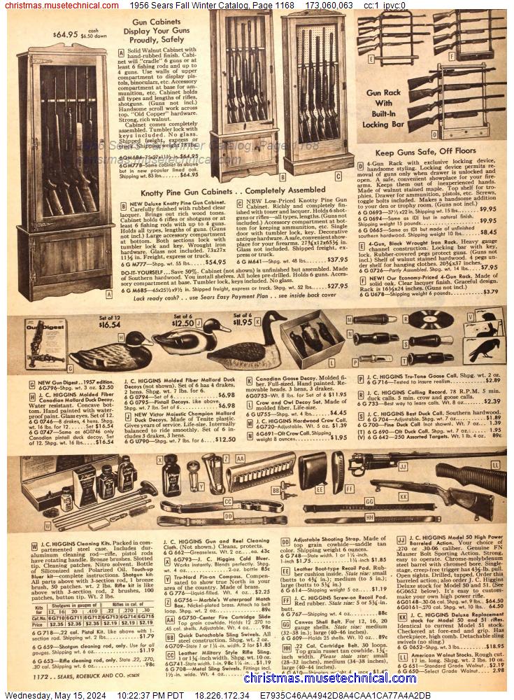1956 Sears Fall Winter Catalog, Page 1168