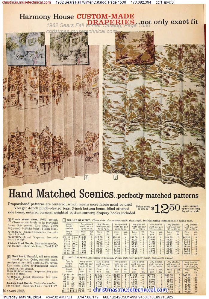 1962 Sears Fall Winter Catalog, Page 1530
