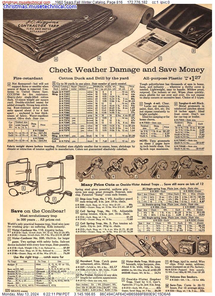 1960 Sears Fall Winter Catalog, Page 816