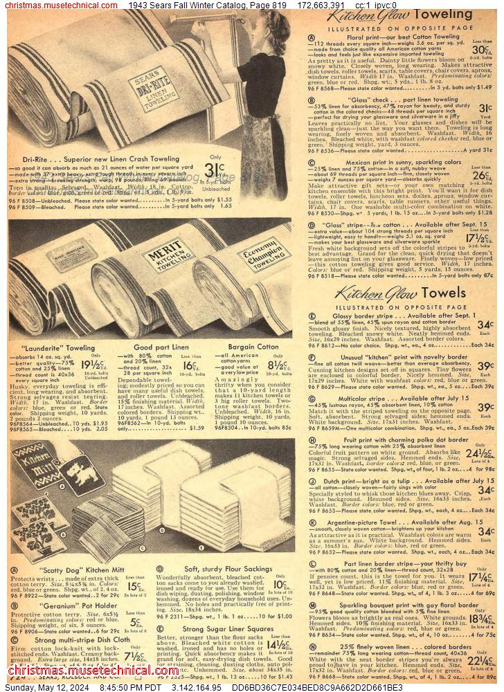 1943 Sears Fall Winter Catalog, Page 819