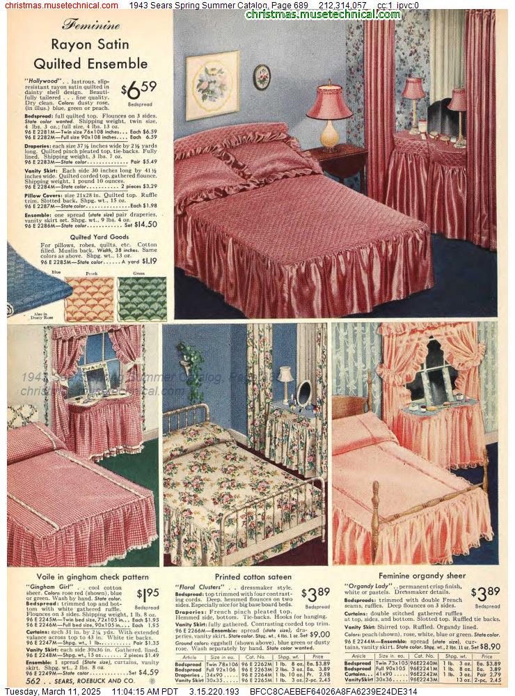 1943 Sears Spring Summer Catalog, Page 689