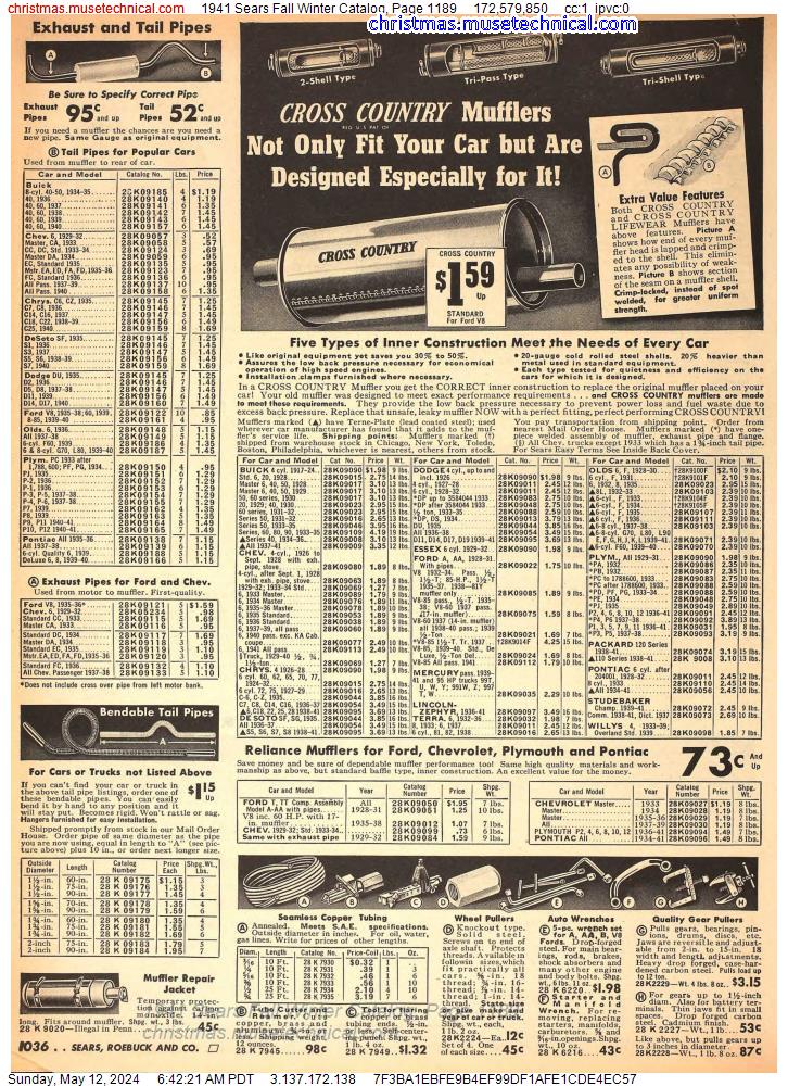 1941 Sears Fall Winter Catalog, Page 1189