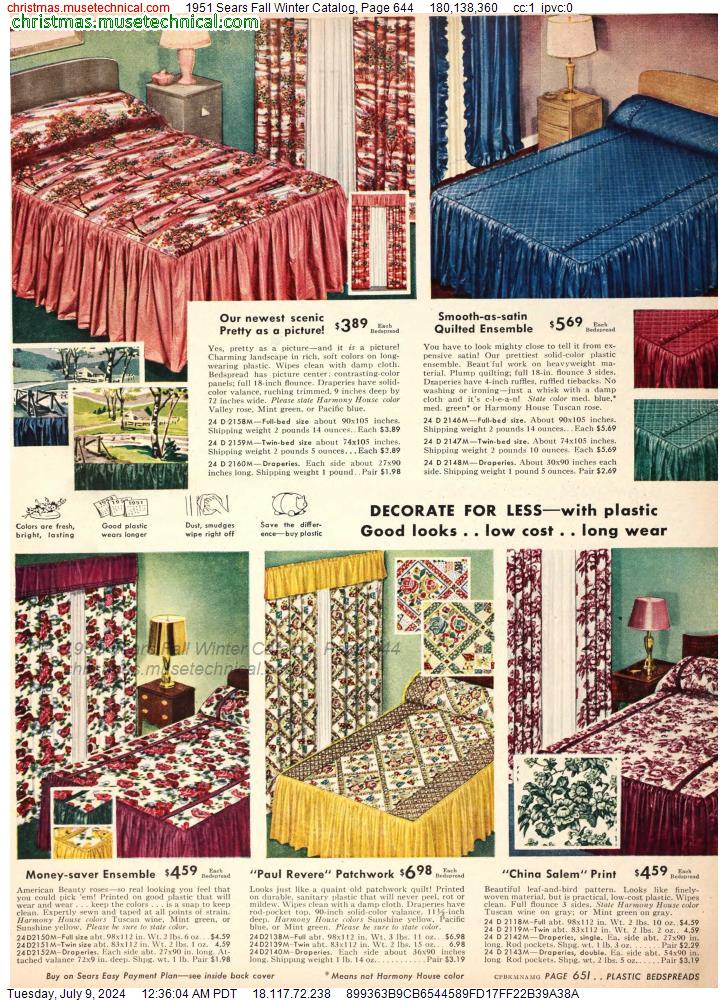 1951 Sears Fall Winter Catalog, Page 644