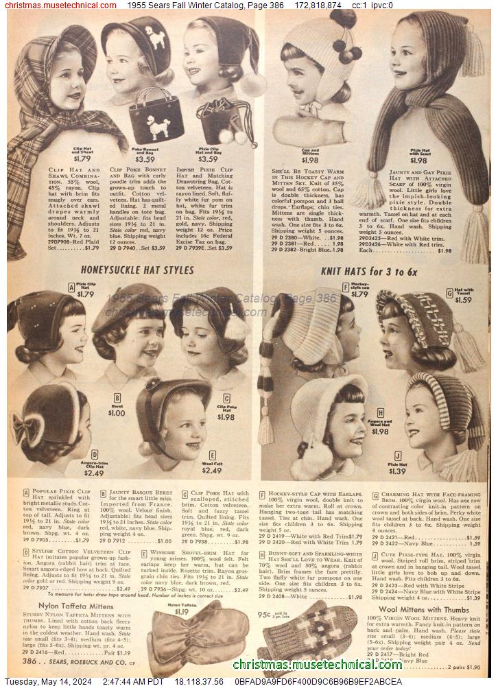 1955 Sears Fall Winter Catalog, Page 386