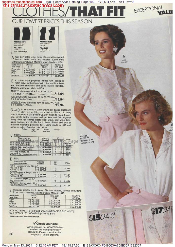 1989 Sears Style Catalog, Page 102