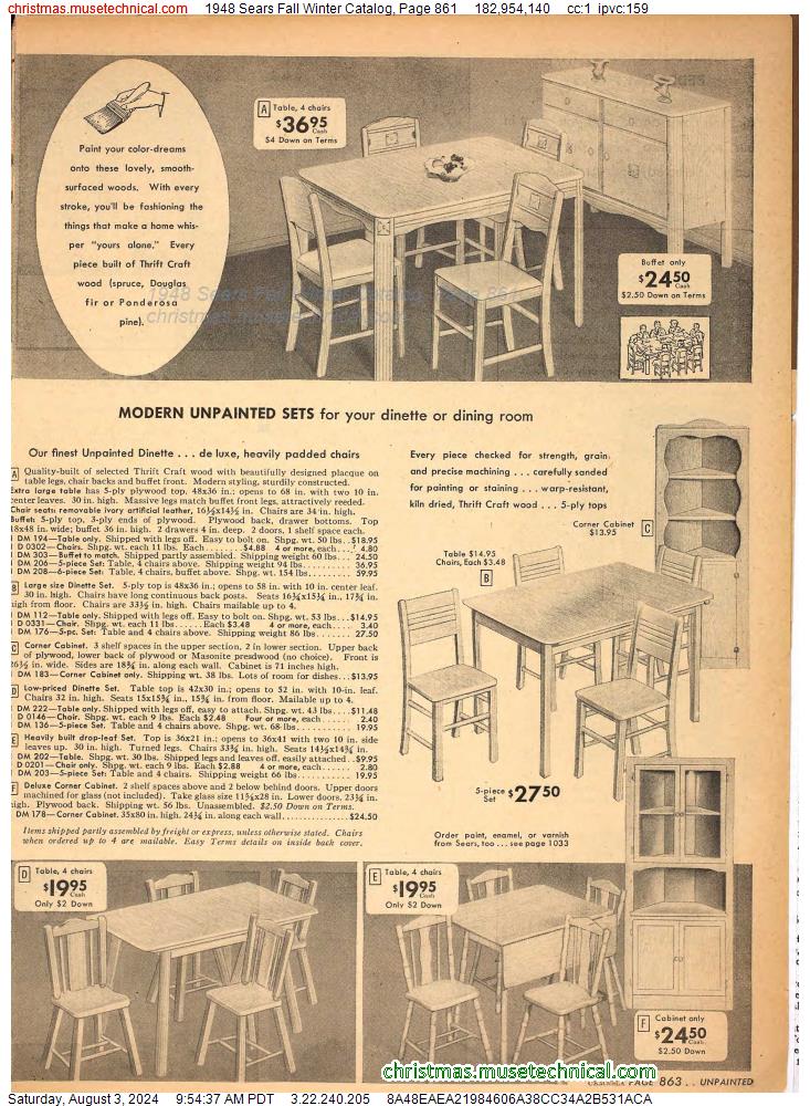 1948 Sears Fall Winter Catalog, Page 861