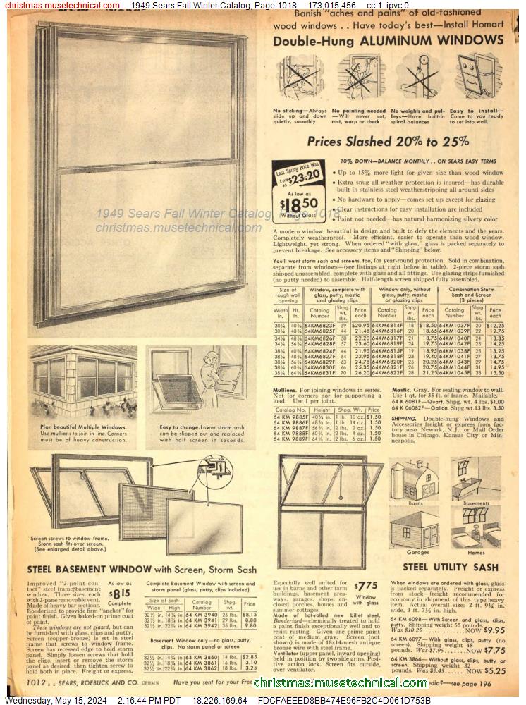 1949 Sears Fall Winter Catalog, Page 1018