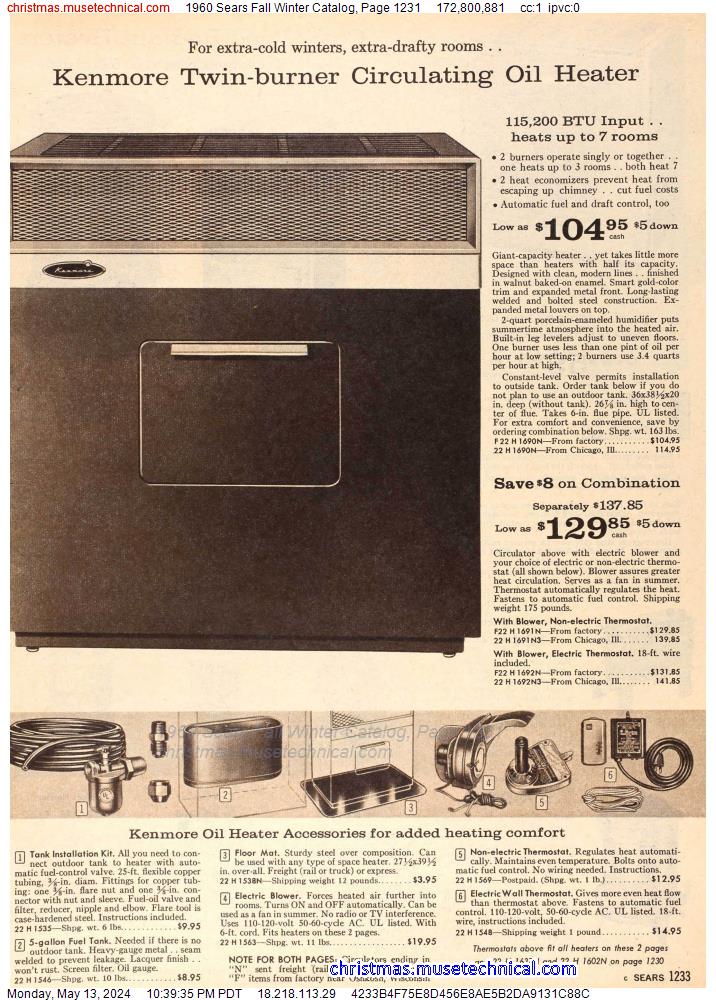 1960 Sears Fall Winter Catalog, Page 1231