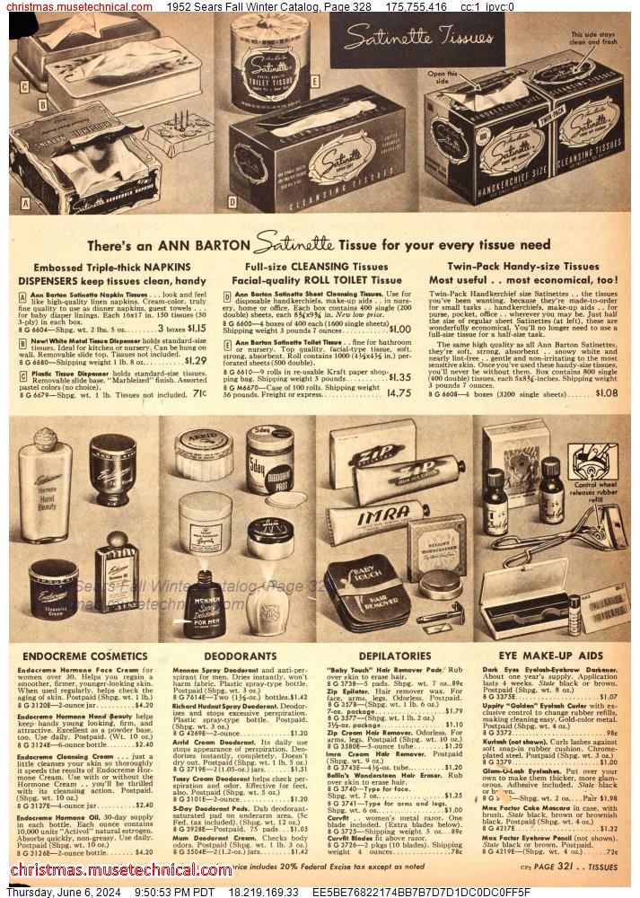 1952 Sears Fall Winter Catalog, Page 328