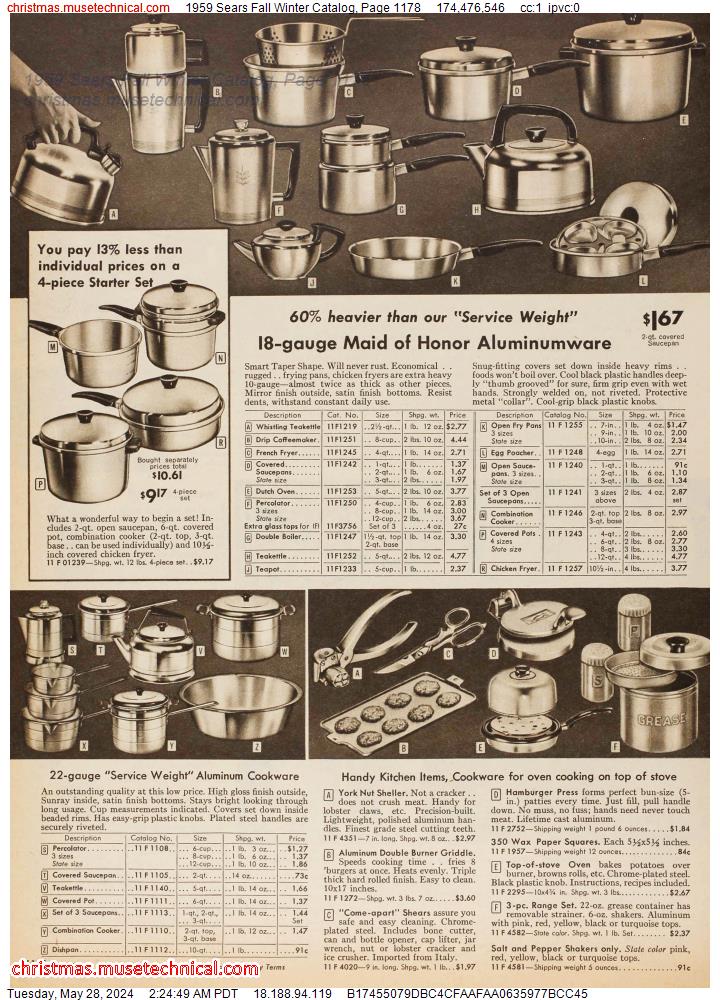 1959 Sears Fall Winter Catalog, Page 1178